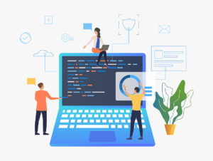Business People Working Over Laptop Development Vector